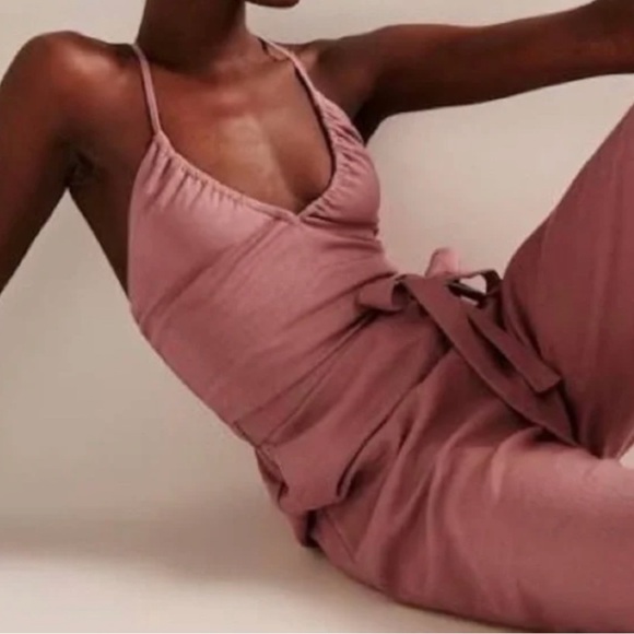 Abercrombie Linen Blend Jumpsuit in Dusty Pink Size S - Picture 2 of 14